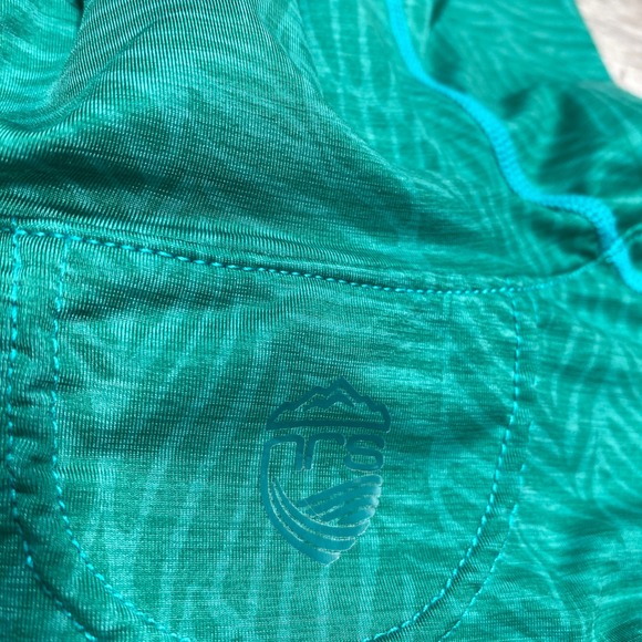 NRS Shirt Men's Teal Leaf Print Hooded Long Sleeve Rash Guard Pullover Medium - Picture 11 of 12